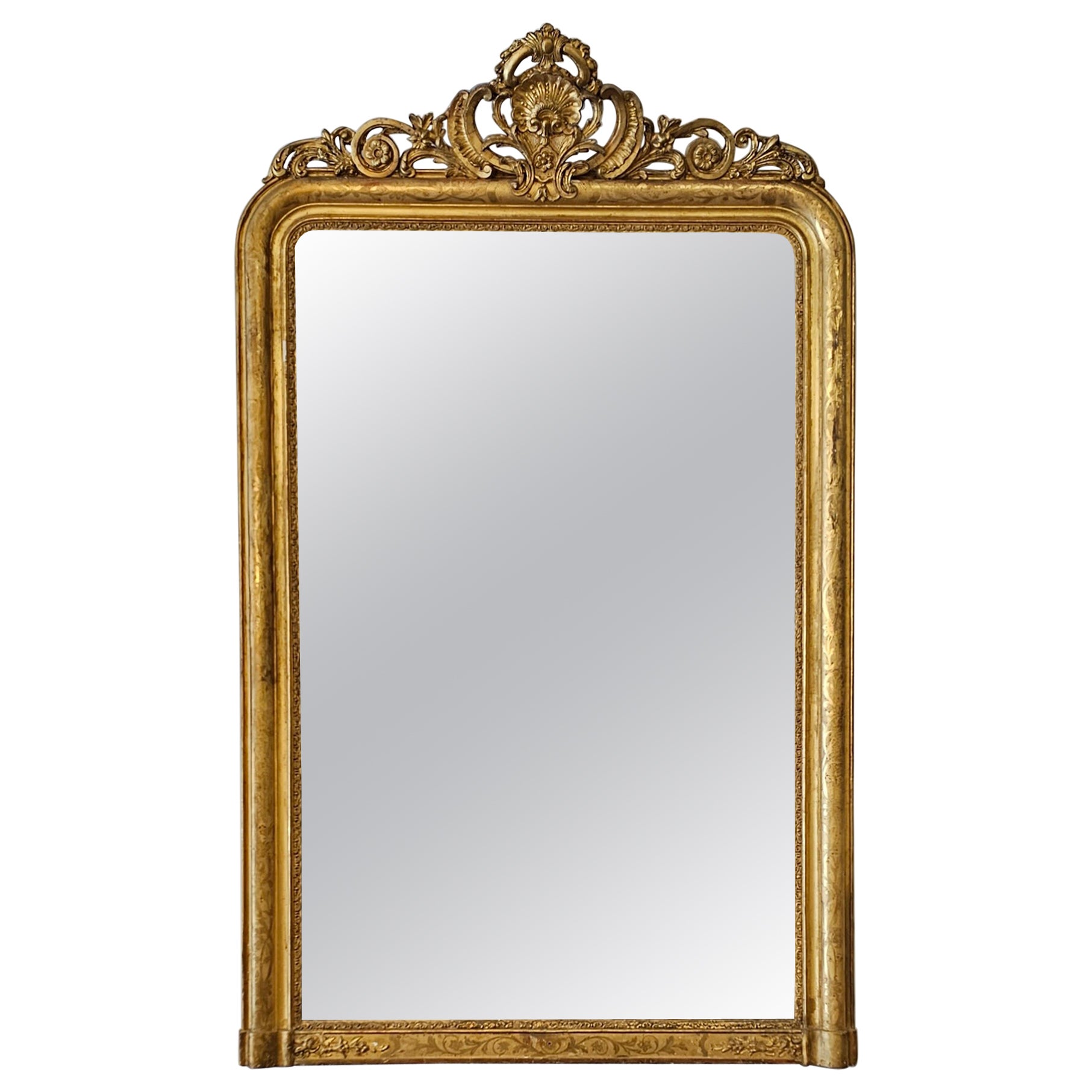 Large French Louis Philippe Period Gilt Mirror For Sale