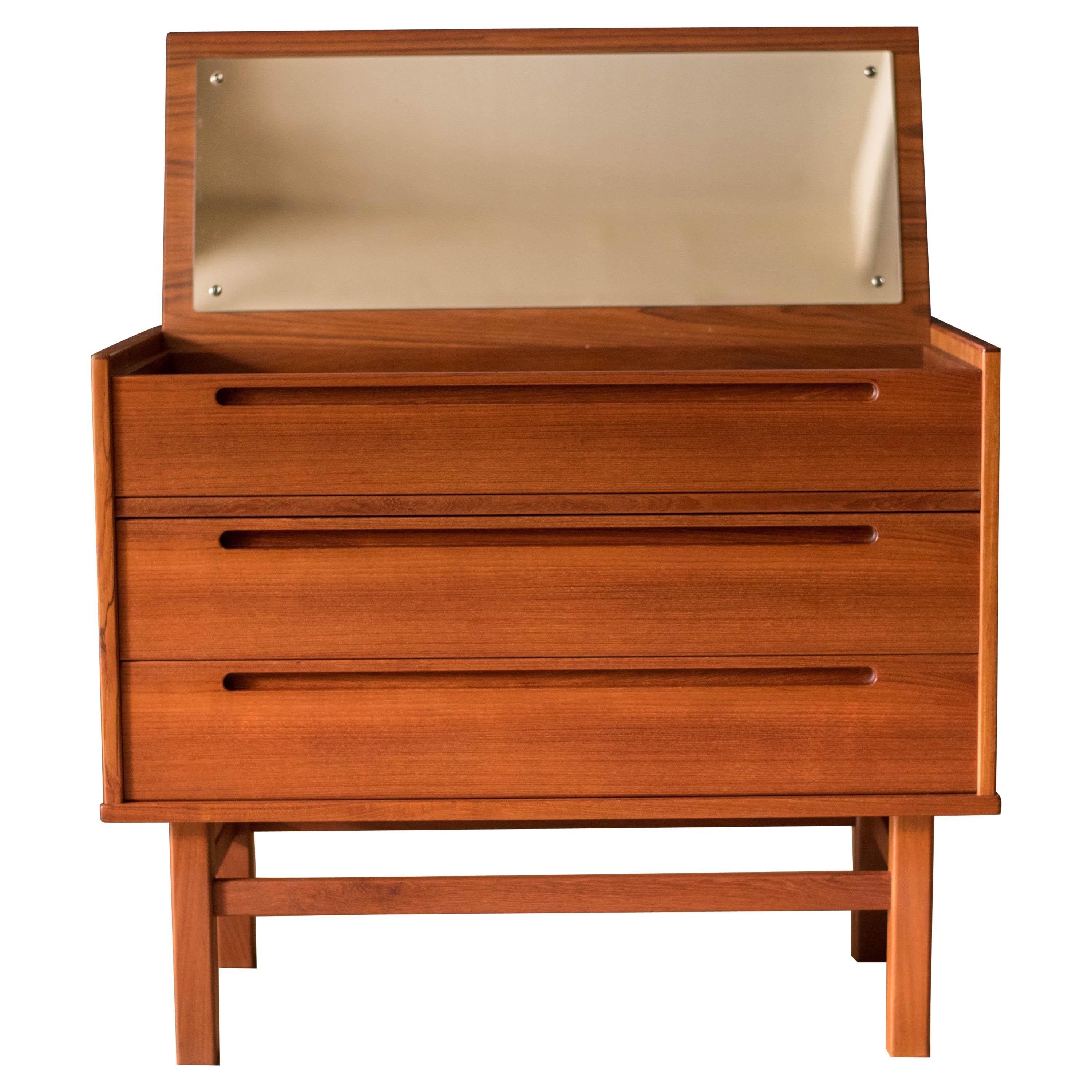 Danish Modern Teak Three Drawer Vanity Chest by Nils Jonsson