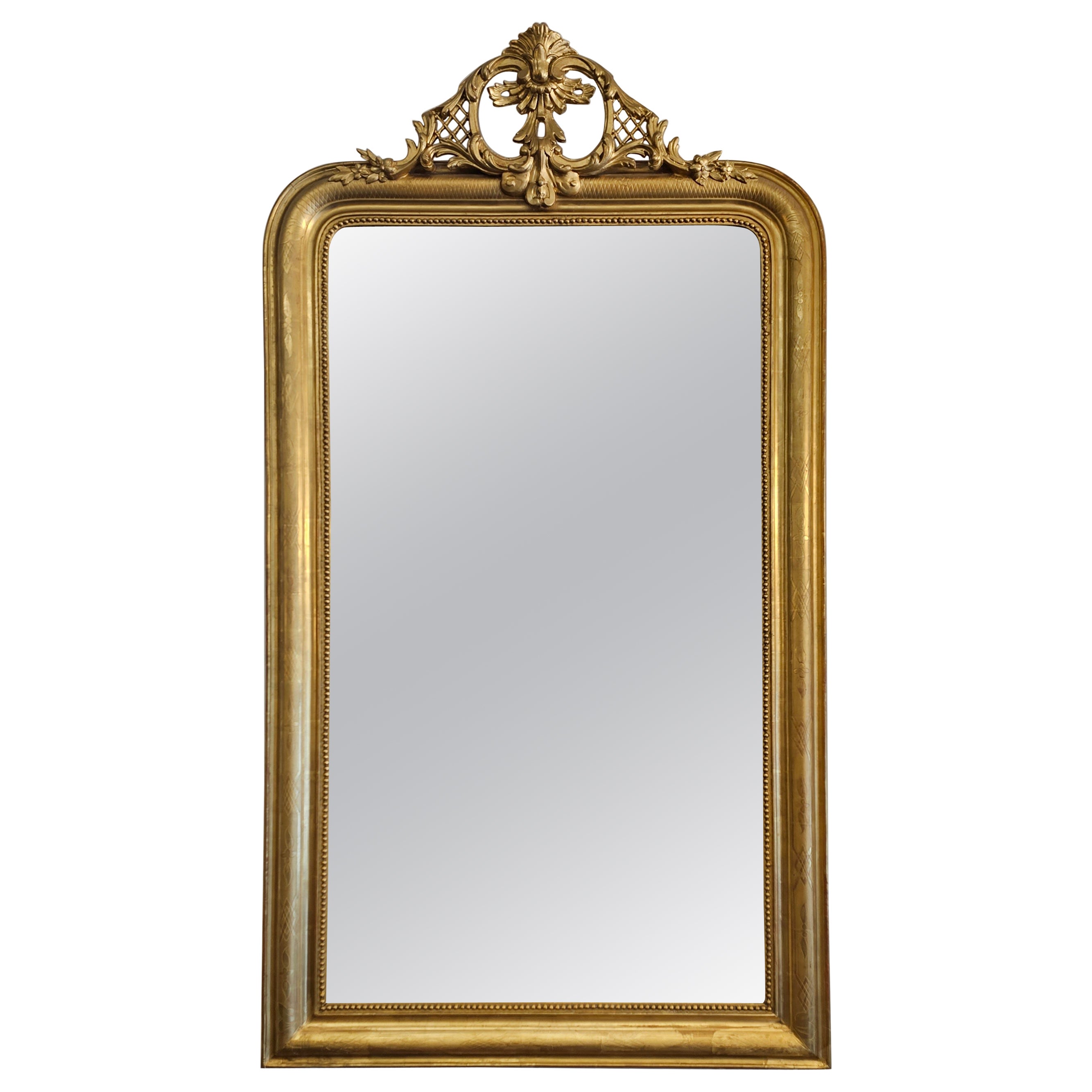 Louis Philippe Period Gilt Mirror with Crest For Sale