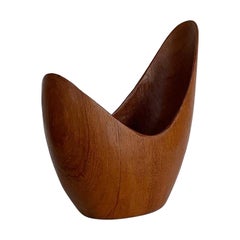 Stig Sandkvist Teak Bowl Hand Carved Sweden 1950s Midcentury Design