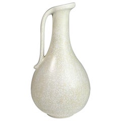 Gunnar Nylund Stoneware Pitcher Vase White Mimosa Glaze Rörstrand Sweden 1950s