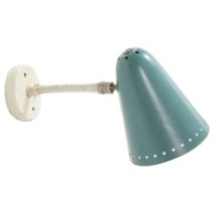 Robins Egg Blue Wall Light in Lacquered Metal by H. Busquet, circa 1960