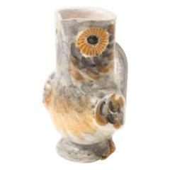 Retro Owl Pitcher in Ceramic by Marcel Guillot, circa 1955