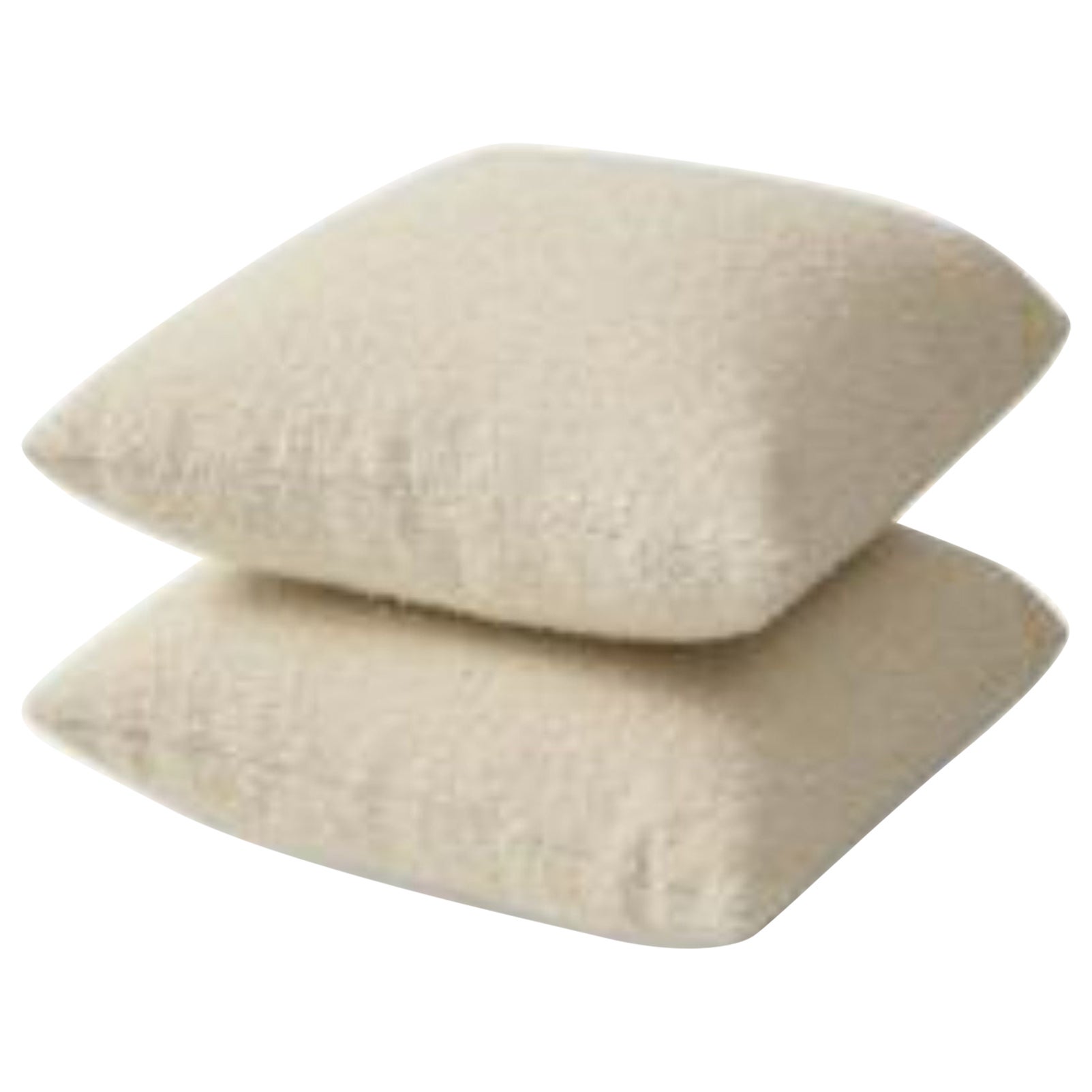 Square Pillow in a Bouclé Cream Woolen Velvet For Sale