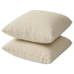 Square Pillow in a Bouclé Cream Woolen Velvet