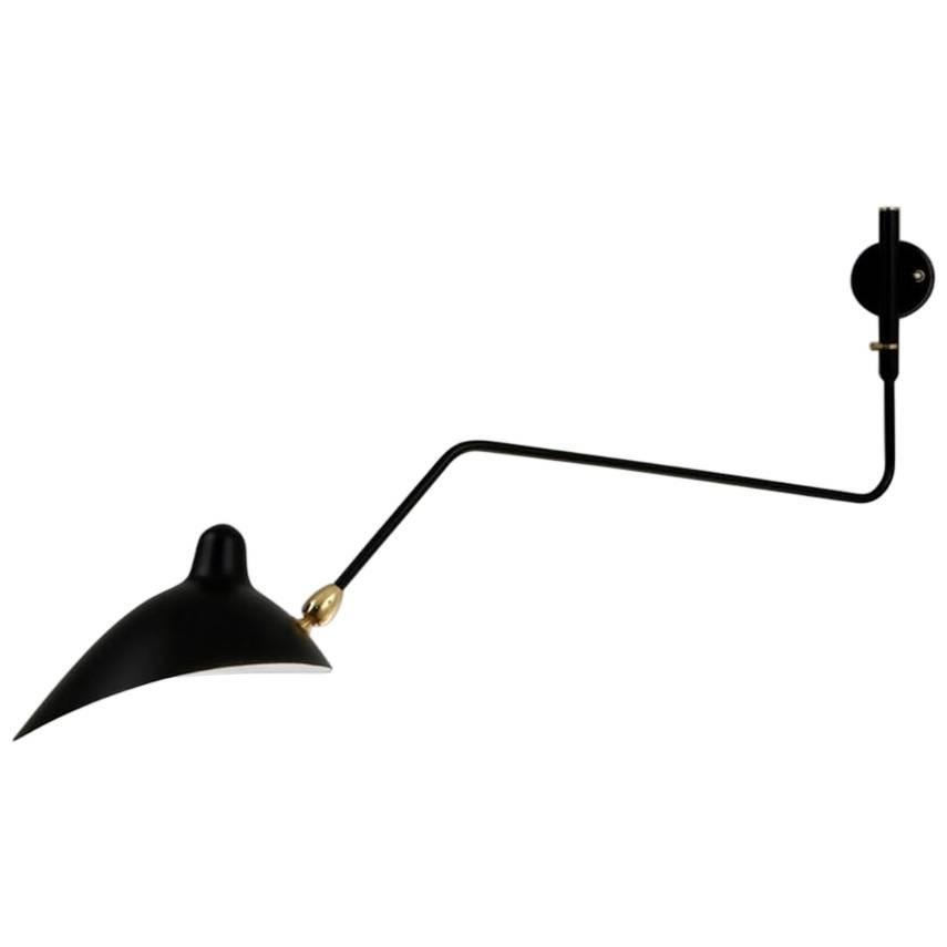 Serge Mouille - Rotating Sconce with 1 Curved Arm in Black or White For Sale