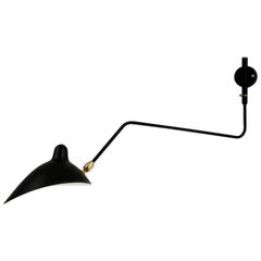 Rotating One Arm Curved Sconce by Serge Mouille in Black or White