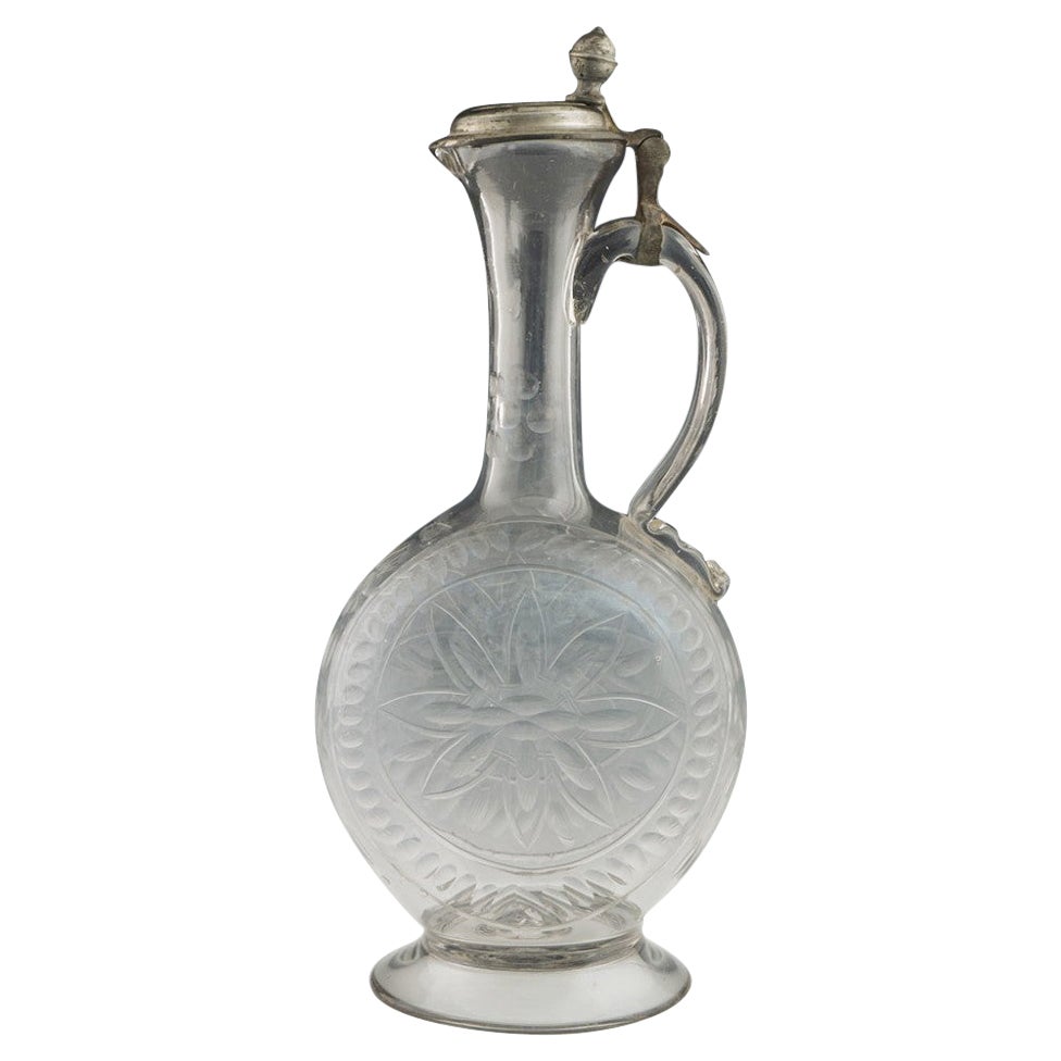 18th Century Glass and Pewter Claret Jug, circa 1780 For Sale