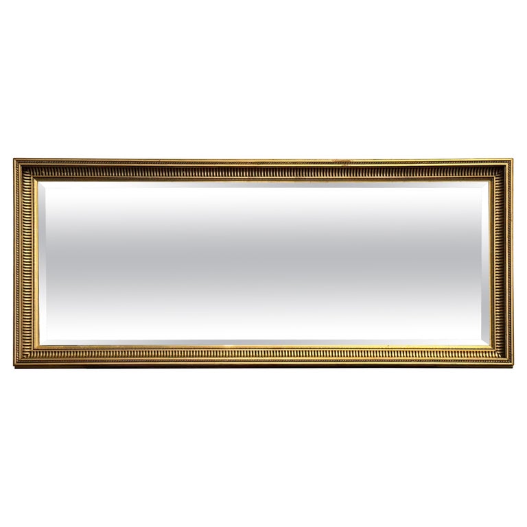 Beautiful and Decorative Gold Giltwood Long Bevelled Mirror For Sale at