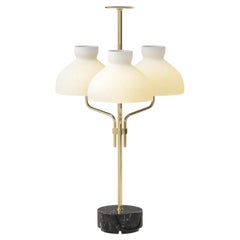 Ignazio Gardella 'Arenzano Tre Fiamme' Table Lamp in Black Marble and Chrome