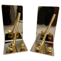 Brass and Chrome Golf Club Bookends