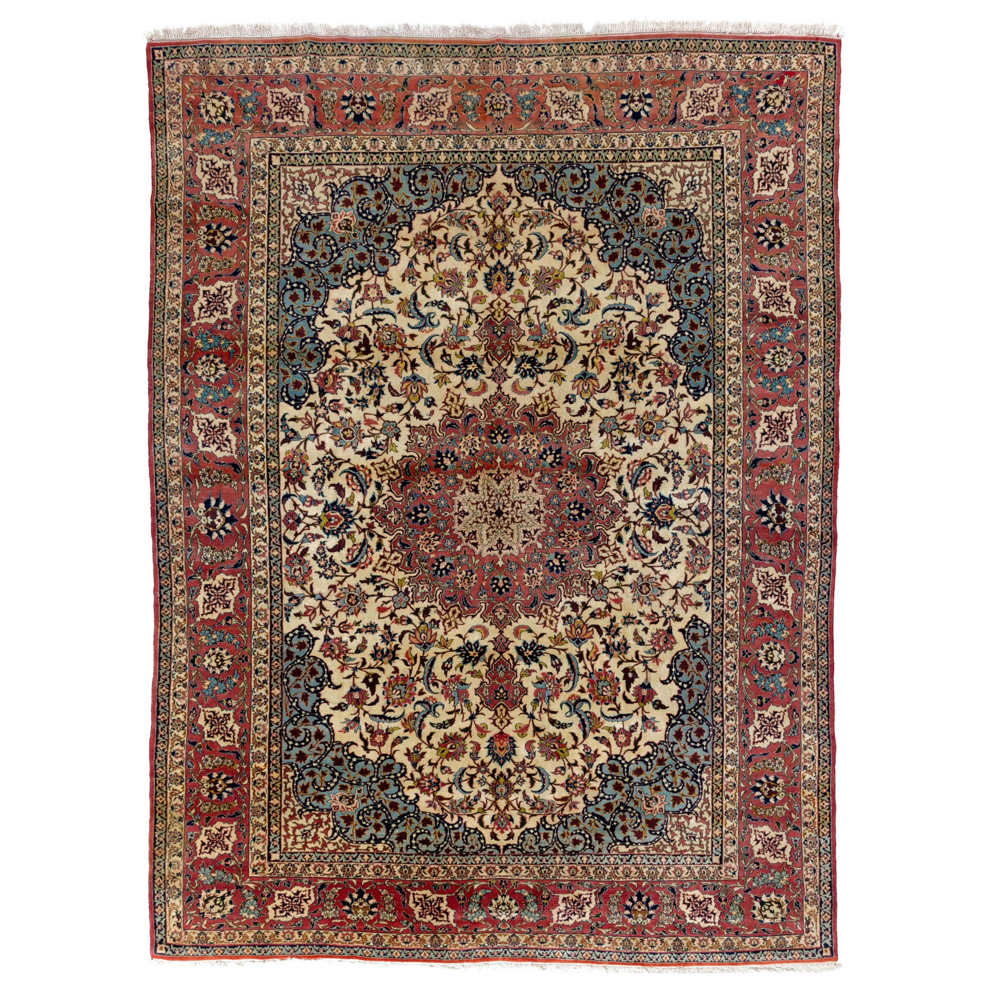 8.6x11.8 ft Antique Persian Isfahan Rug, Fine Traditional Oriental Carpet For Sale