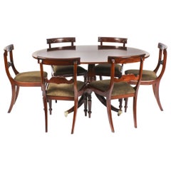 Antique Oval Tilt Top Dining Table Early 20th Century & 6 Chairs