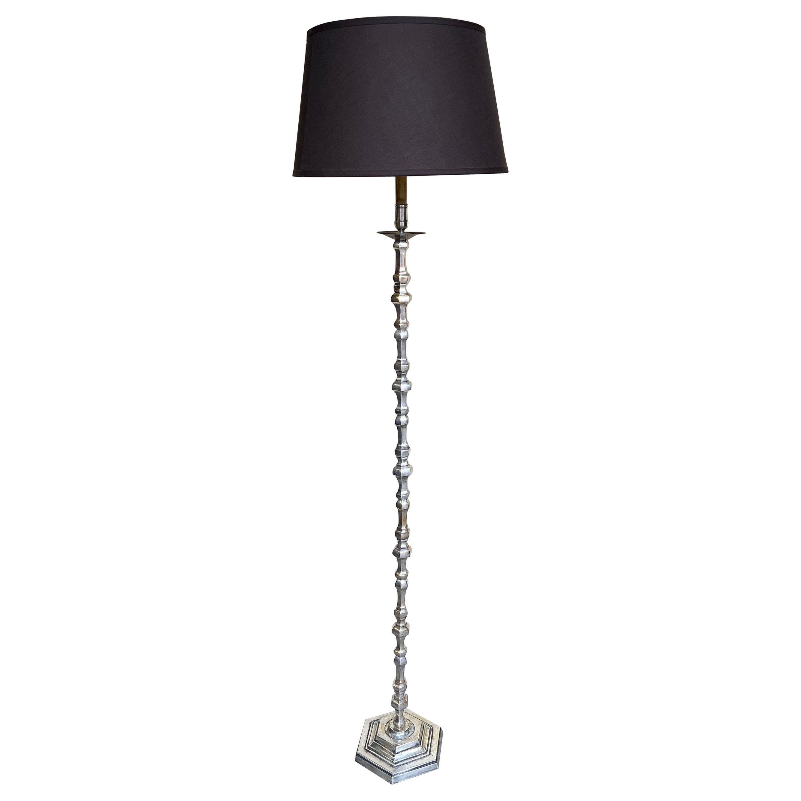 French 1940s Silver Plated Floor Lamp For Sale