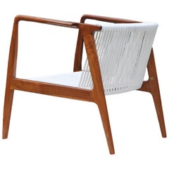 Dänischer Teakholz-Seilstuhl aus der Mitte des Jahrhunderts, 1960er Jahre