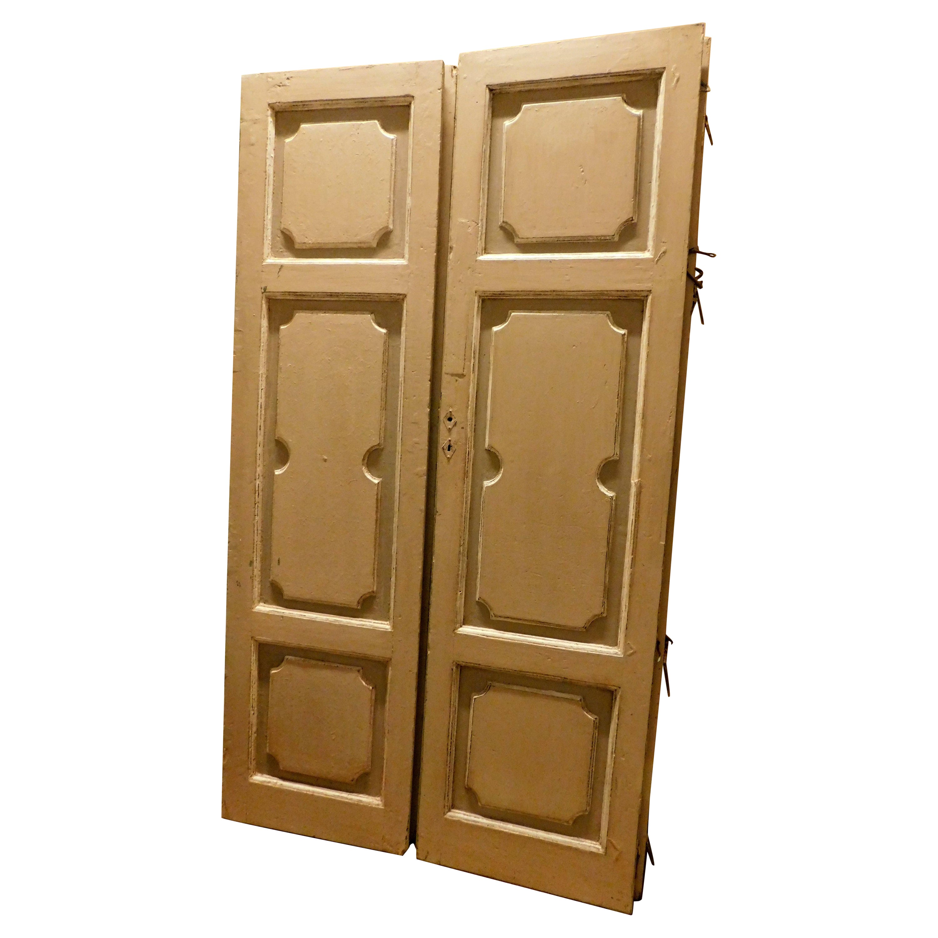 5 Antique Lacquered Double Doors, Identical, Bafaccial, '700 Italy For Sale
