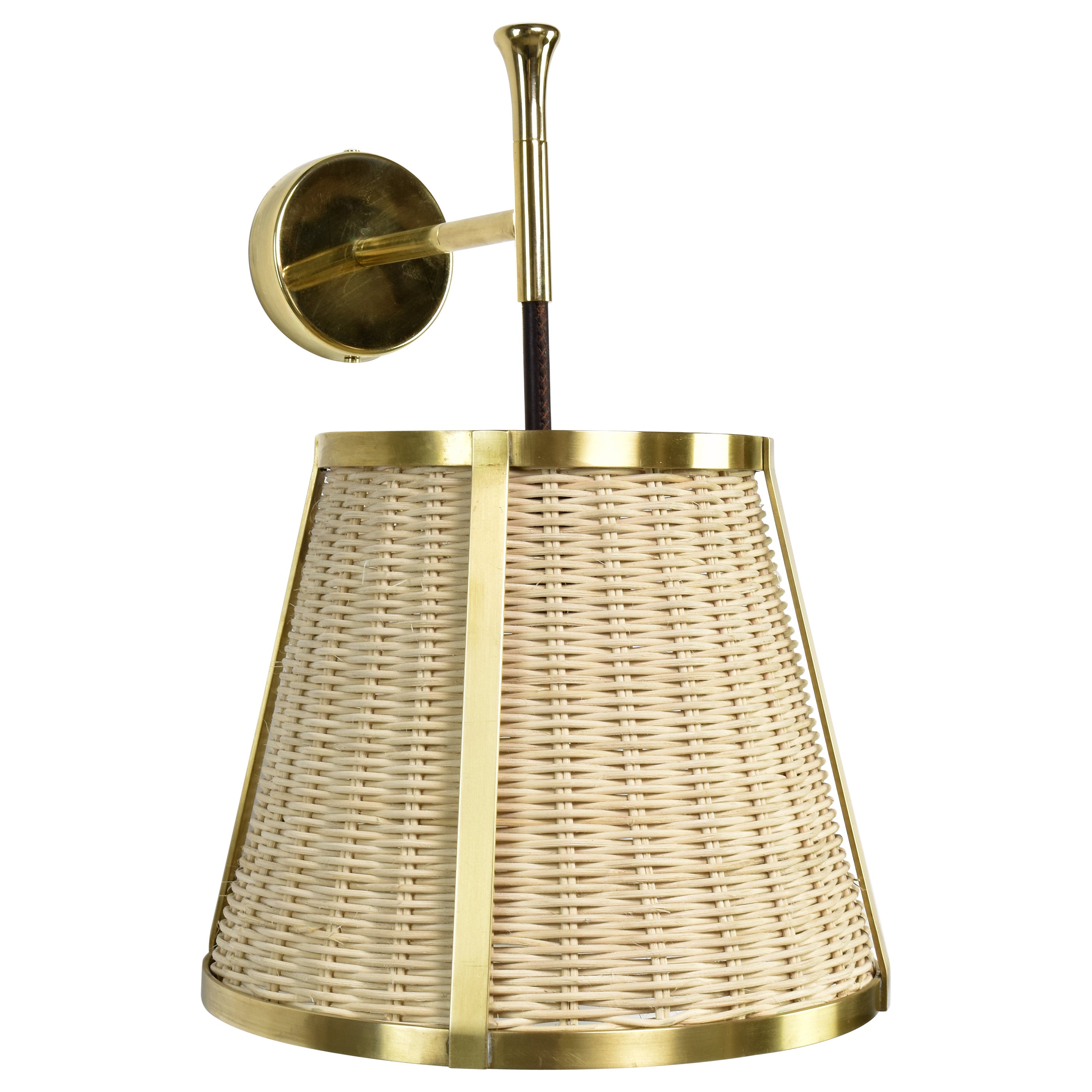 Caeli-W4 Brass and Rattan Sconce, Jas For Sale