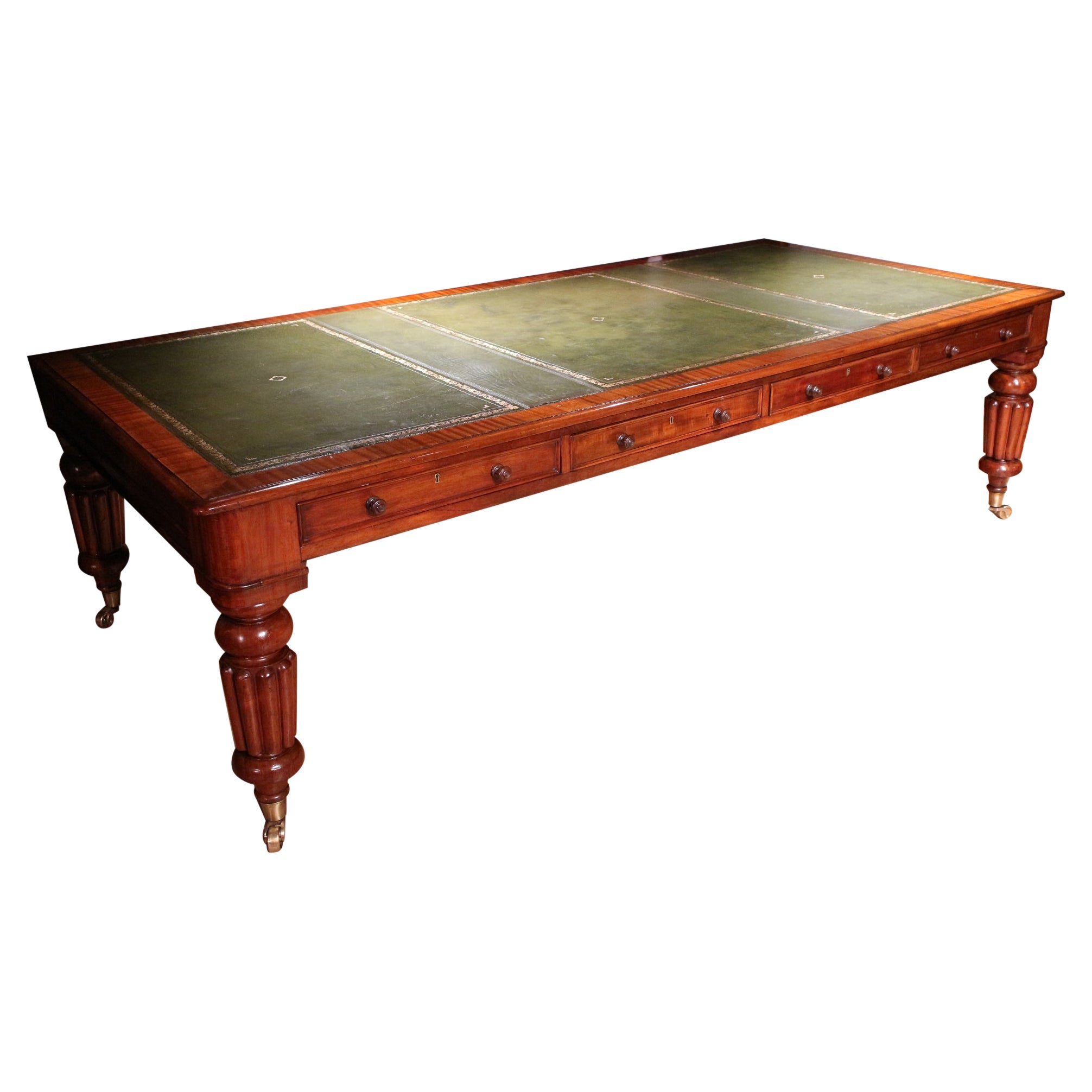 Large Antique Mahogany Conference Table For Sale