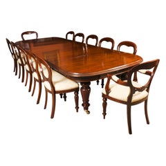 Antique Victorian D-End Mahogany Dining Table 19th Century & 12 Chairs