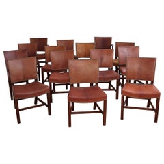 Set of 14 Kaare Klint Red Chairs, Niger Leather, Mahogany