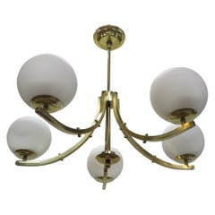 Vintage Midcentury Brass Chandelier Lightolier