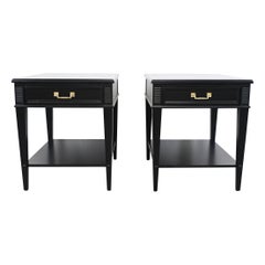 Heritage French Regency Black Lacquered End Tables or Night Stands