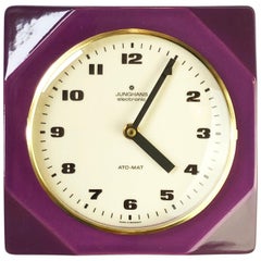 Vintage Midcentury Junghans Ato-Mat Wall Clock, Purple, 1950s-1960s, Germany