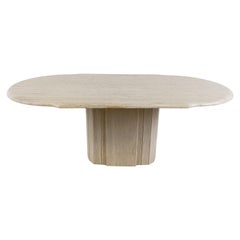 Vintage Oval Travertine Dining Table, 1970s