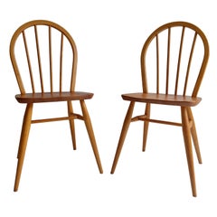 Vintage Midcentury Ercol Set of 2 Blonde Hoop Backed Dining Chairs Model 400, 1960s