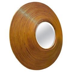 Vintage Late 20th Century Coastal Coiled Pencil Reed Mirror