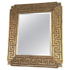 Harrison & Gil Design Giltwood Facet Cut Mirror with Meander Pattern