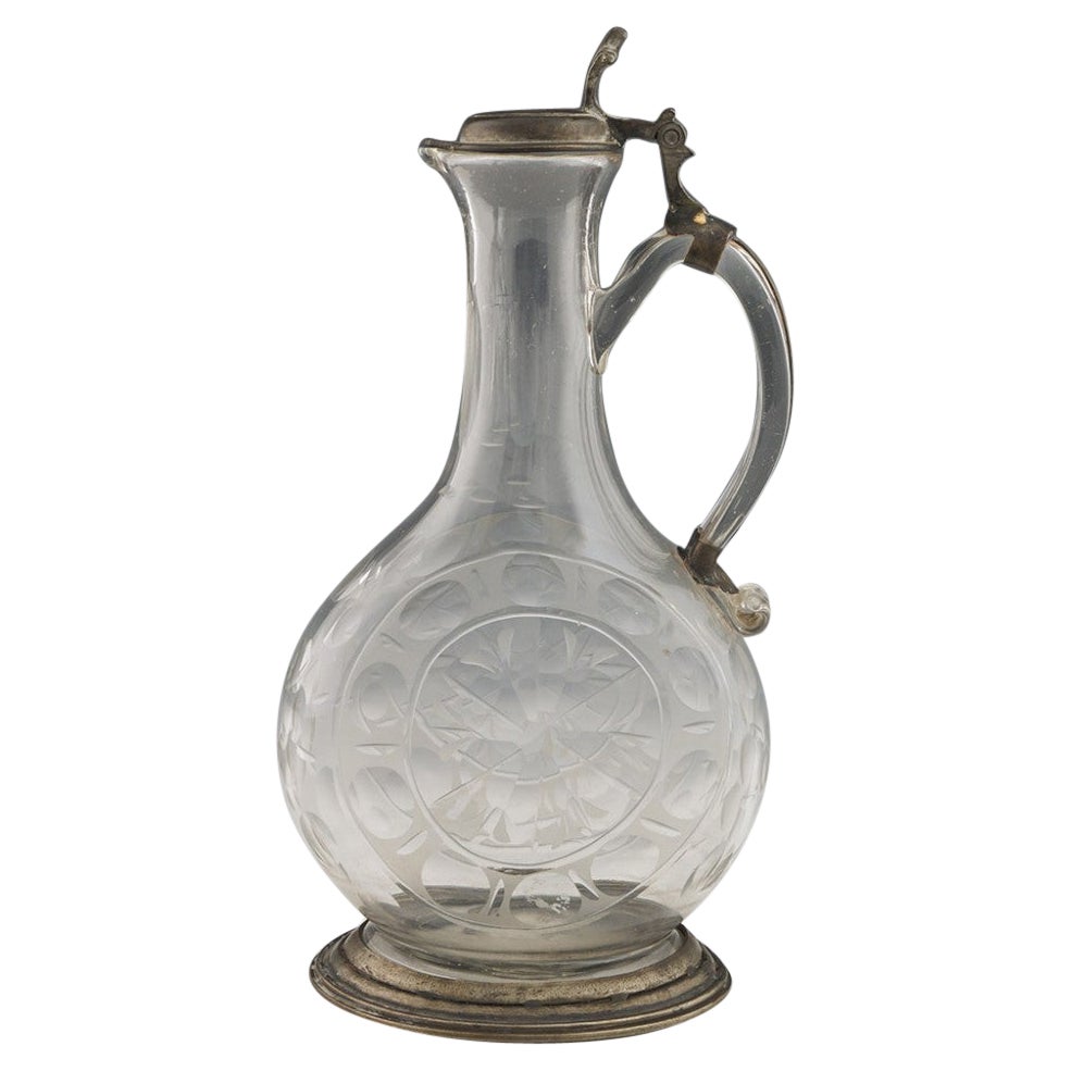Glass Claret Jug with Pewter Mount, circa 1790 For Sale