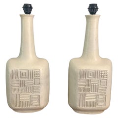 Pair of Gambone Ceramic Table Lamps, Signed