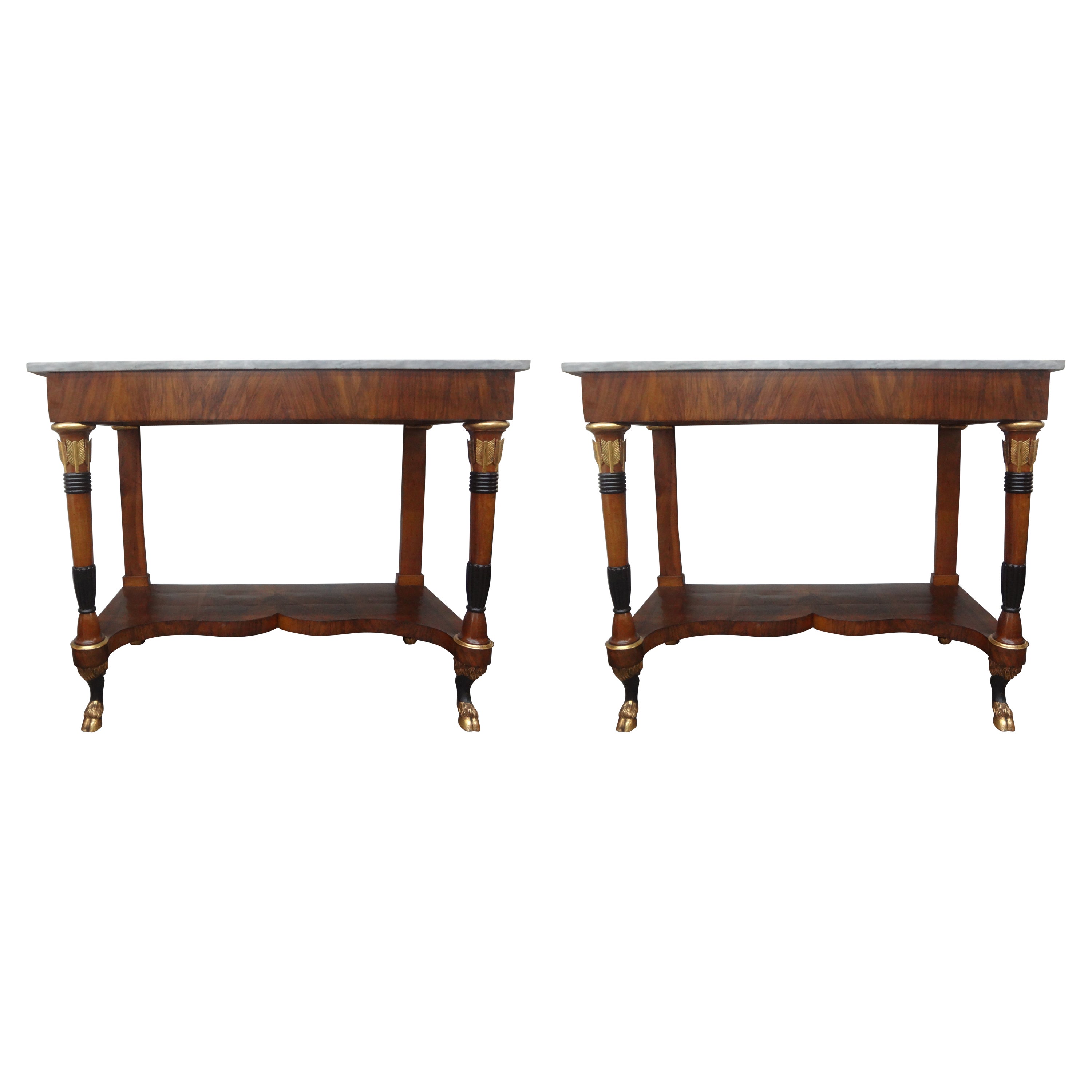 Outstanding Pair of 19th Century Italian Empire Console Tables For Sale