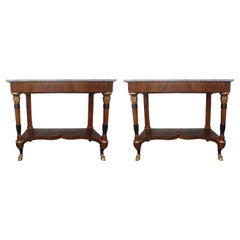 Antique Outstanding Pair of 19th Century Italian Empire Console Tables