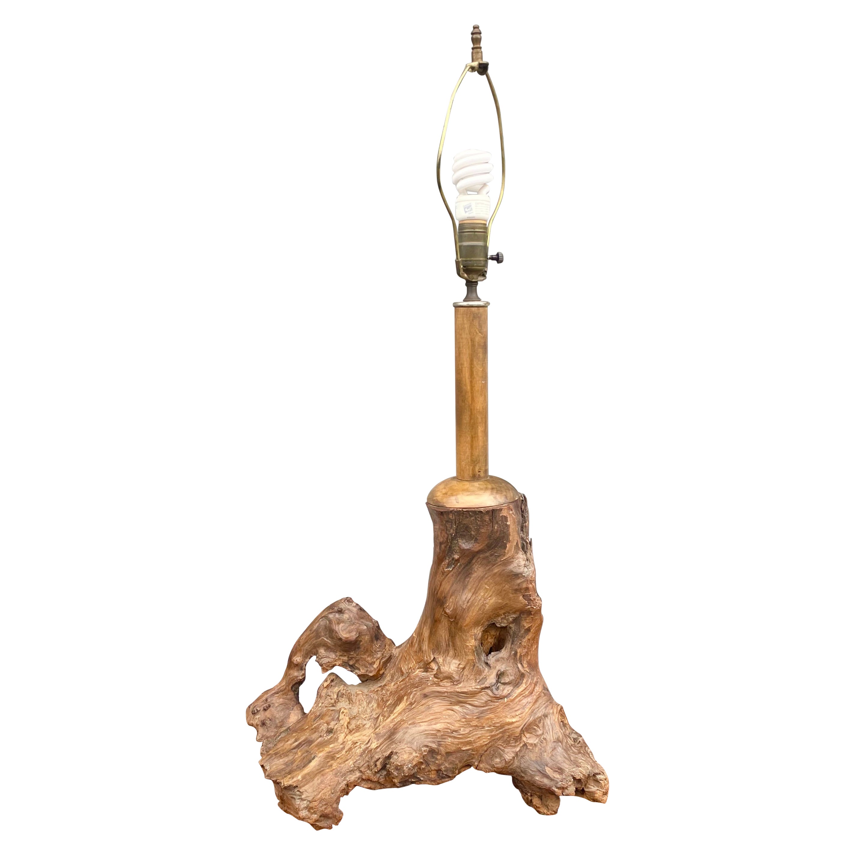 Midcentury Driftwood Desk Lamp For Sale