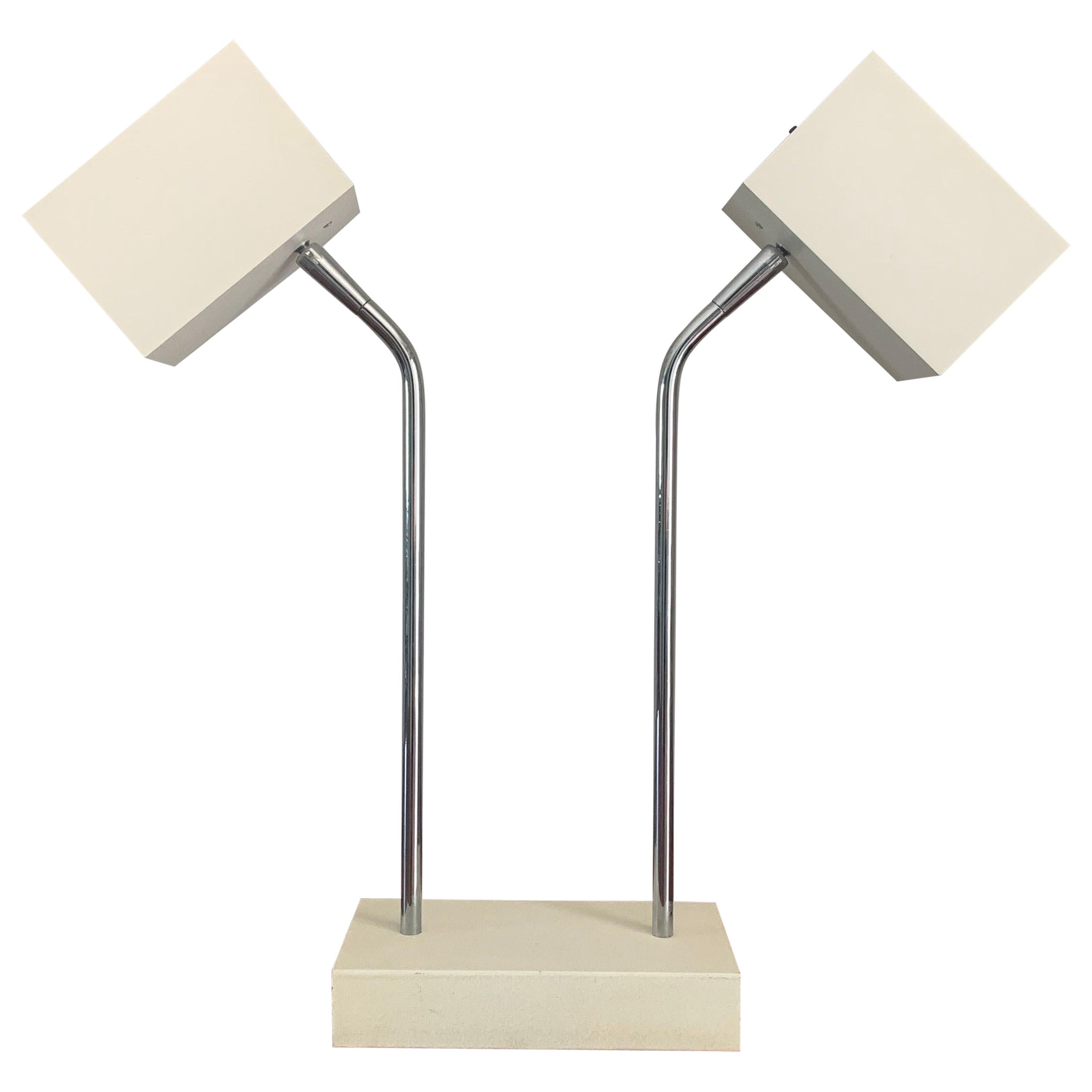 Robert Sonneman for Kovacs Double Headed Cube Lamp, circa 1970s