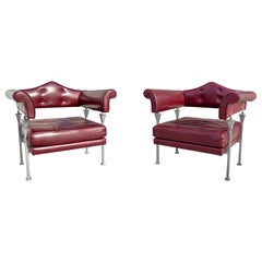 Pair of Leather Lounge Chairs by Luca Scacchetti for Poltrona Frau