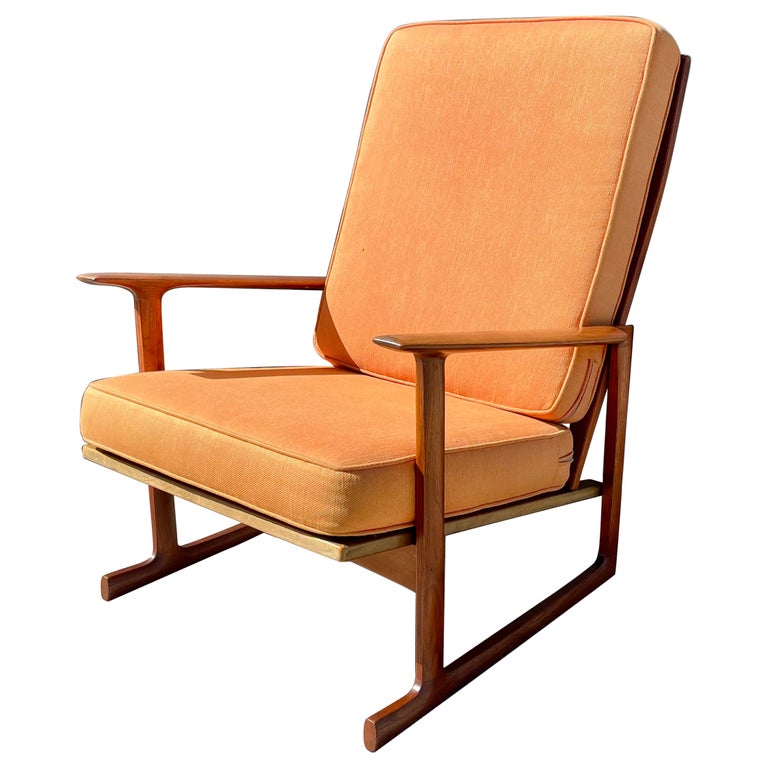 Danish Modern Walnut Lounge Chair by Ib Kofod Larsen for Selig For Sale