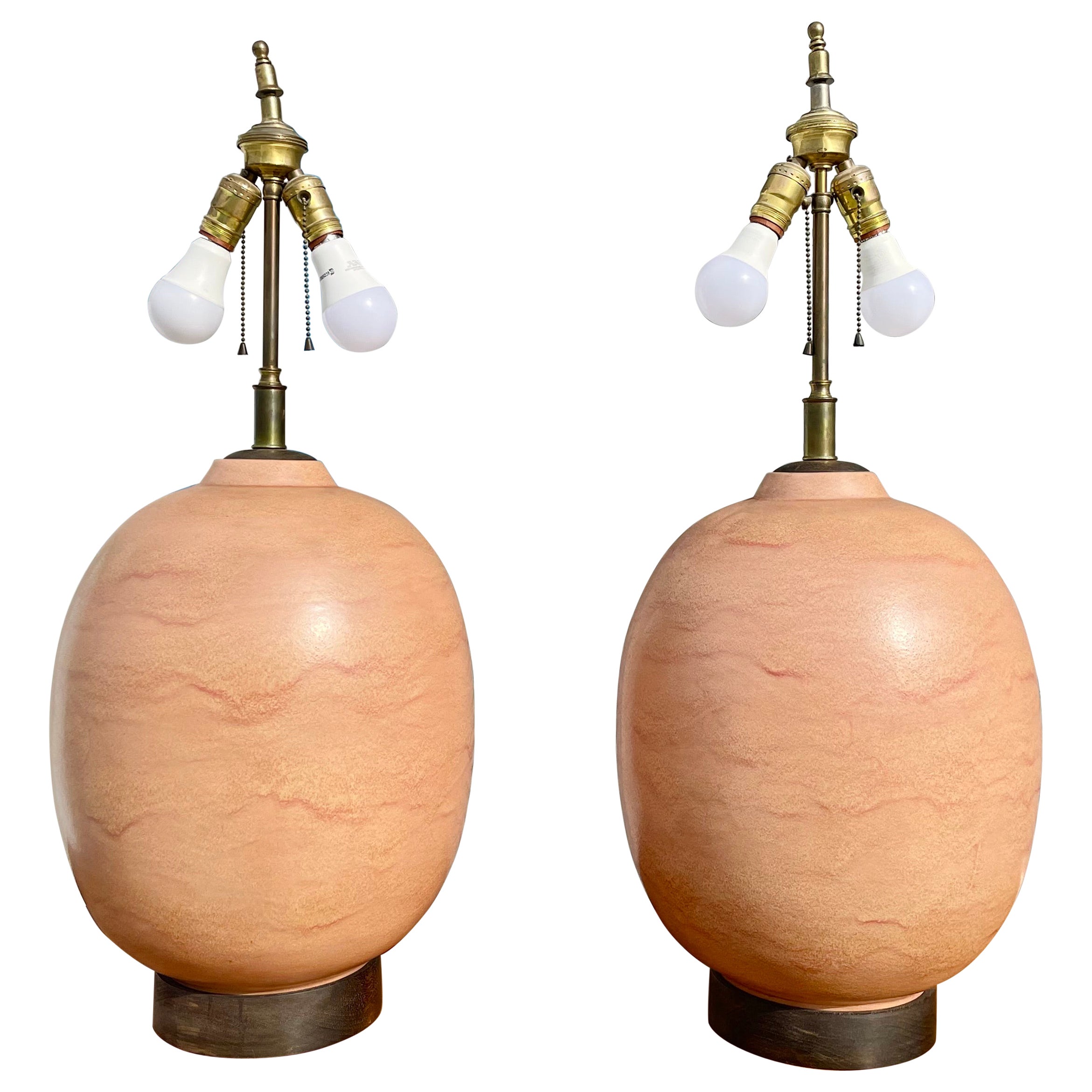 Vintage Studio Ceramic Pottery "Egg" Shape Lamps