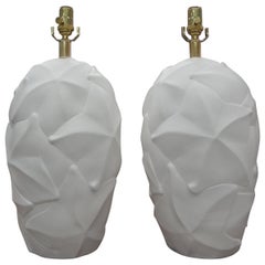 Pair of Organic Modern Plaster Lamps After Dorothy Draper