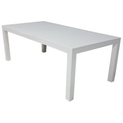 Table de salle à manger de style Thayer Coggin Parsons en laque blanche Milo Baughman