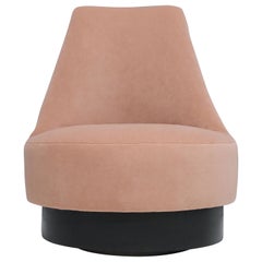 Adrian Pearsall Style Swivel Chair in Blush Mohair