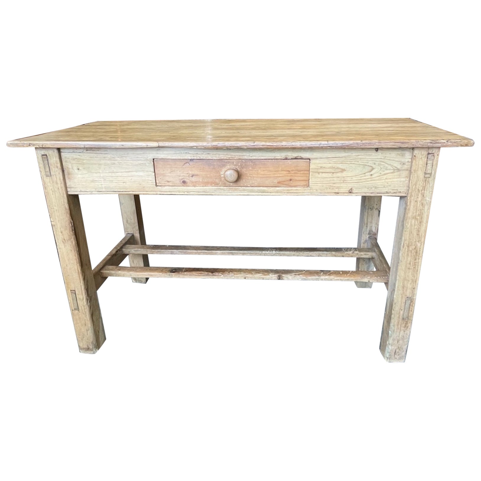 Irish 19th Century Pine Breakfast Table or Desk with One Center Drawer For Sale