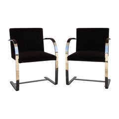 Vintage Pair BRNO Stainless Steel Flat Bar Arm Chairs