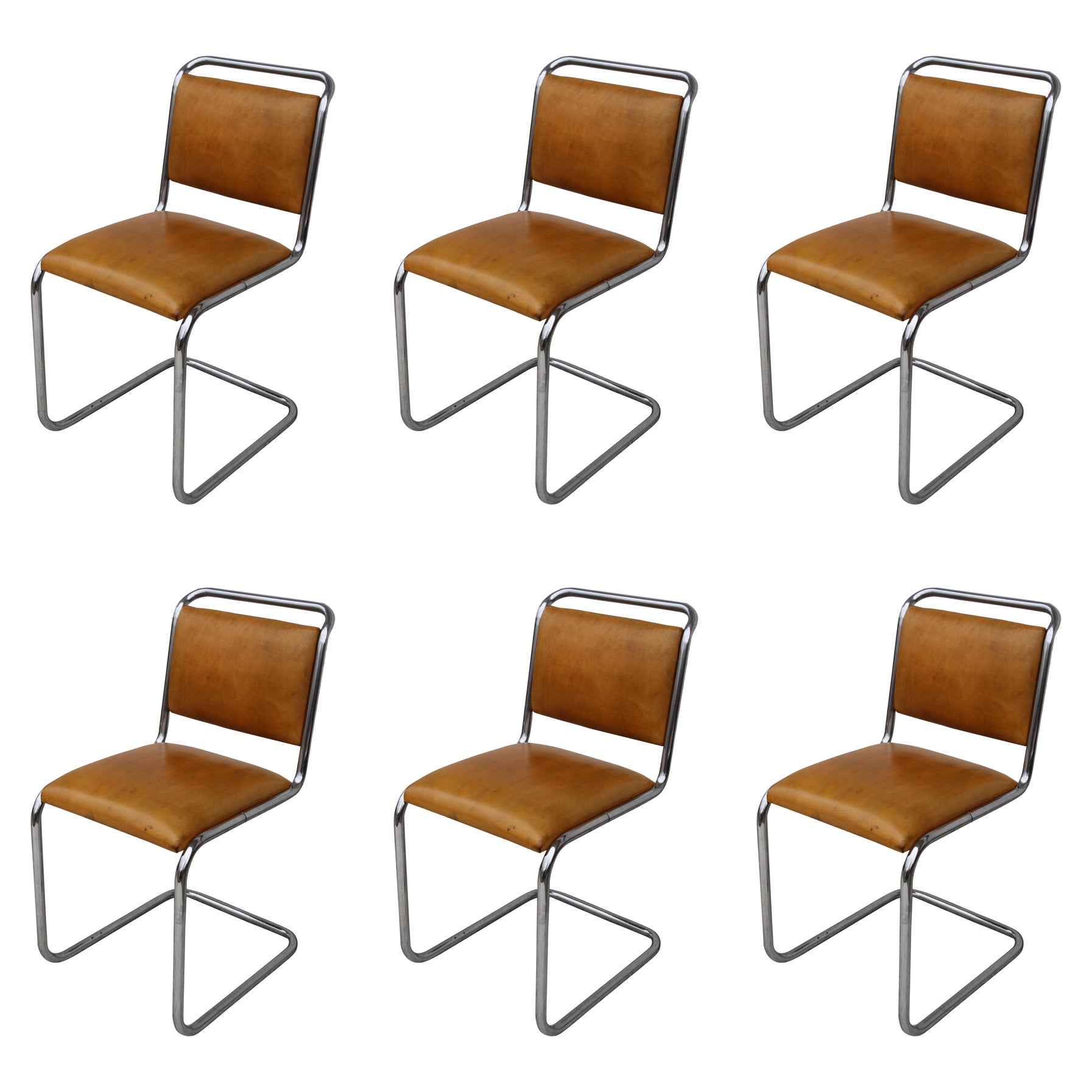 Set of Six 1930s Early Edition Rowland Wilton-Cox for PEL Tubular Side Chairs For Sale