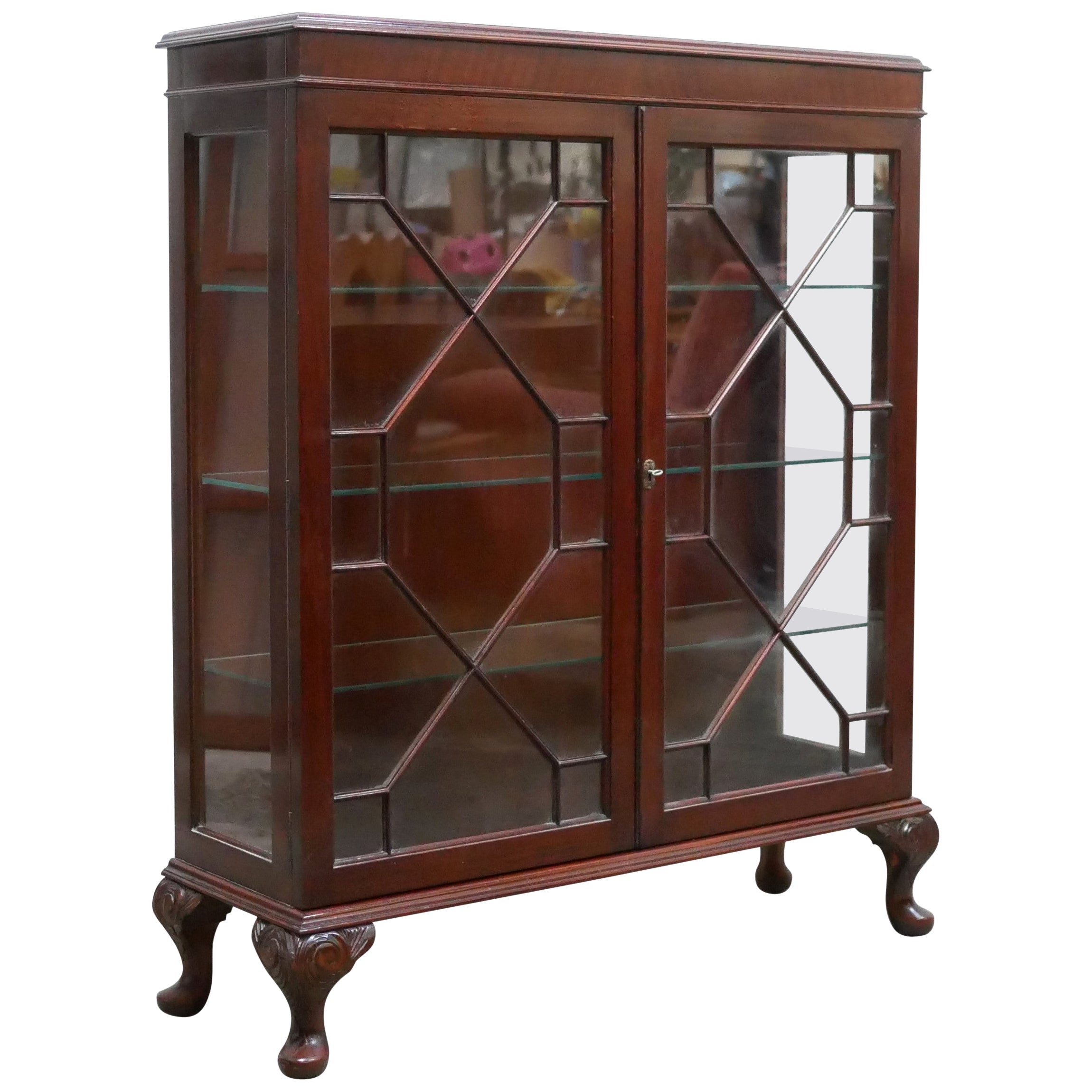 Old English Wooden Showcase For Sale