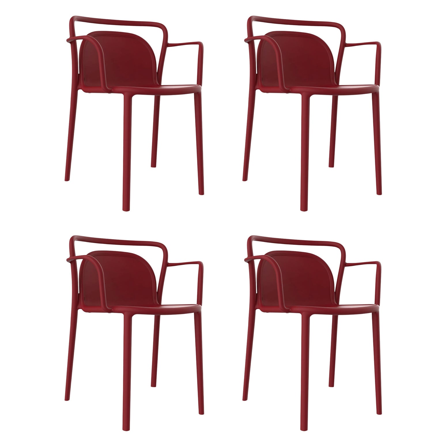4er-Set burgunderrote Stühle von Mowee