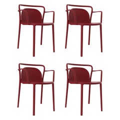 Set of 4 Classe Burgundy Chairs by Mowee