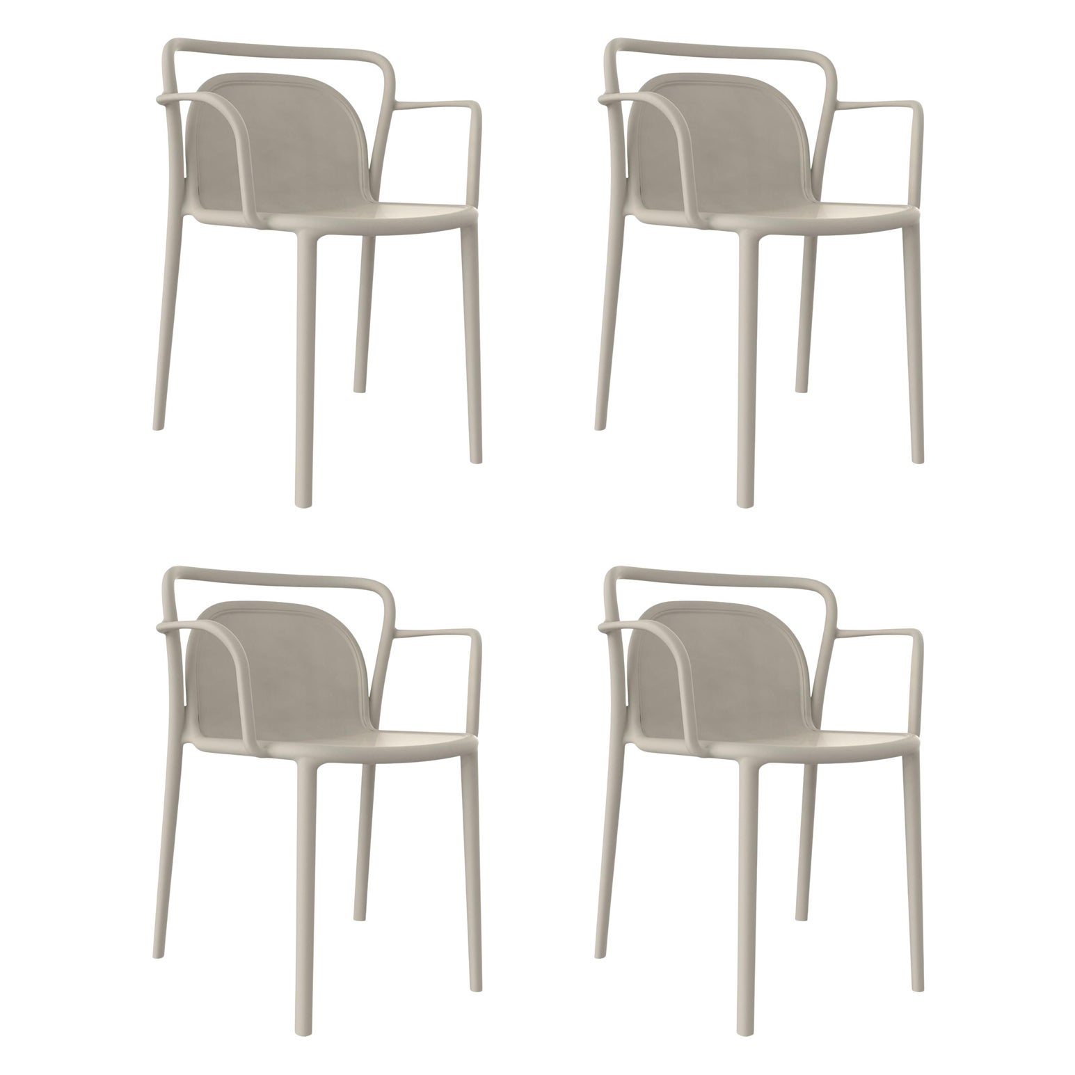 Satz von 4 Cremefarbenen Stühlen von Mowee